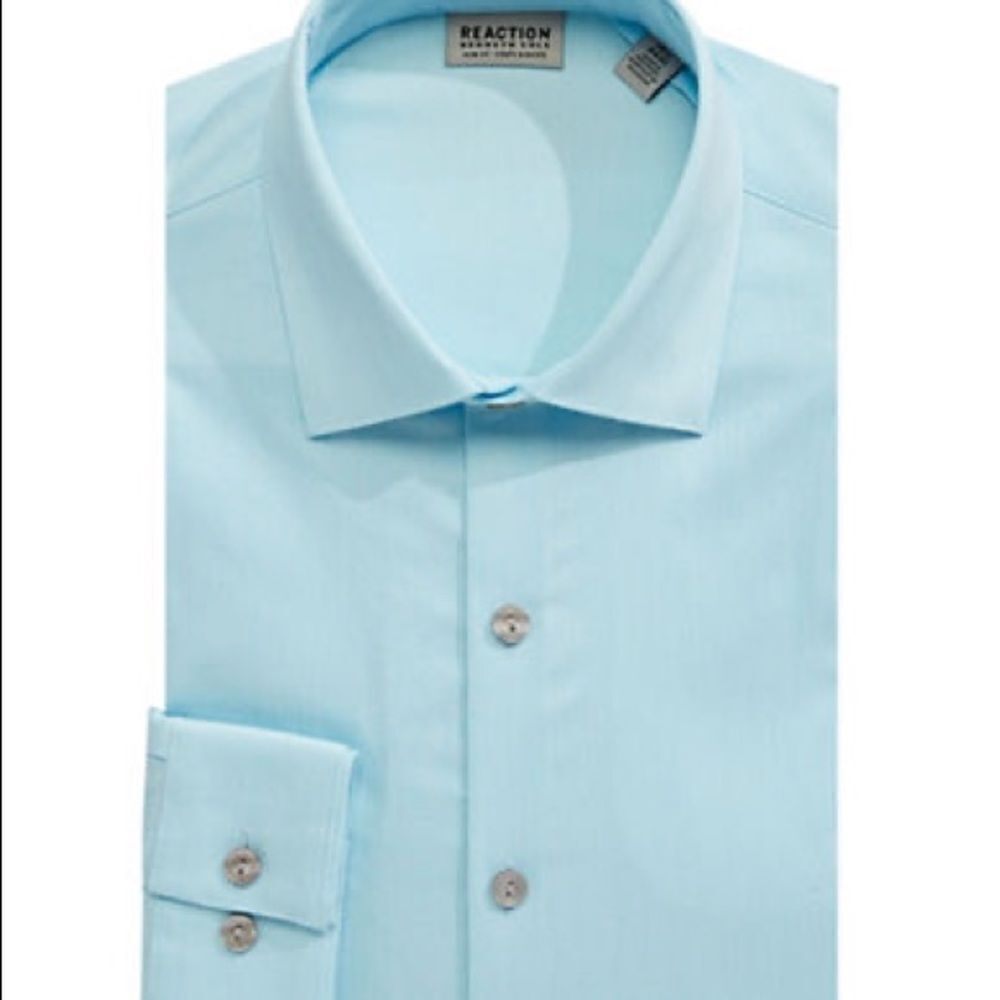 Kenneth Cole Reaction Slim Fit Stretch Dress Shirt-BLUE-15.5-34/35